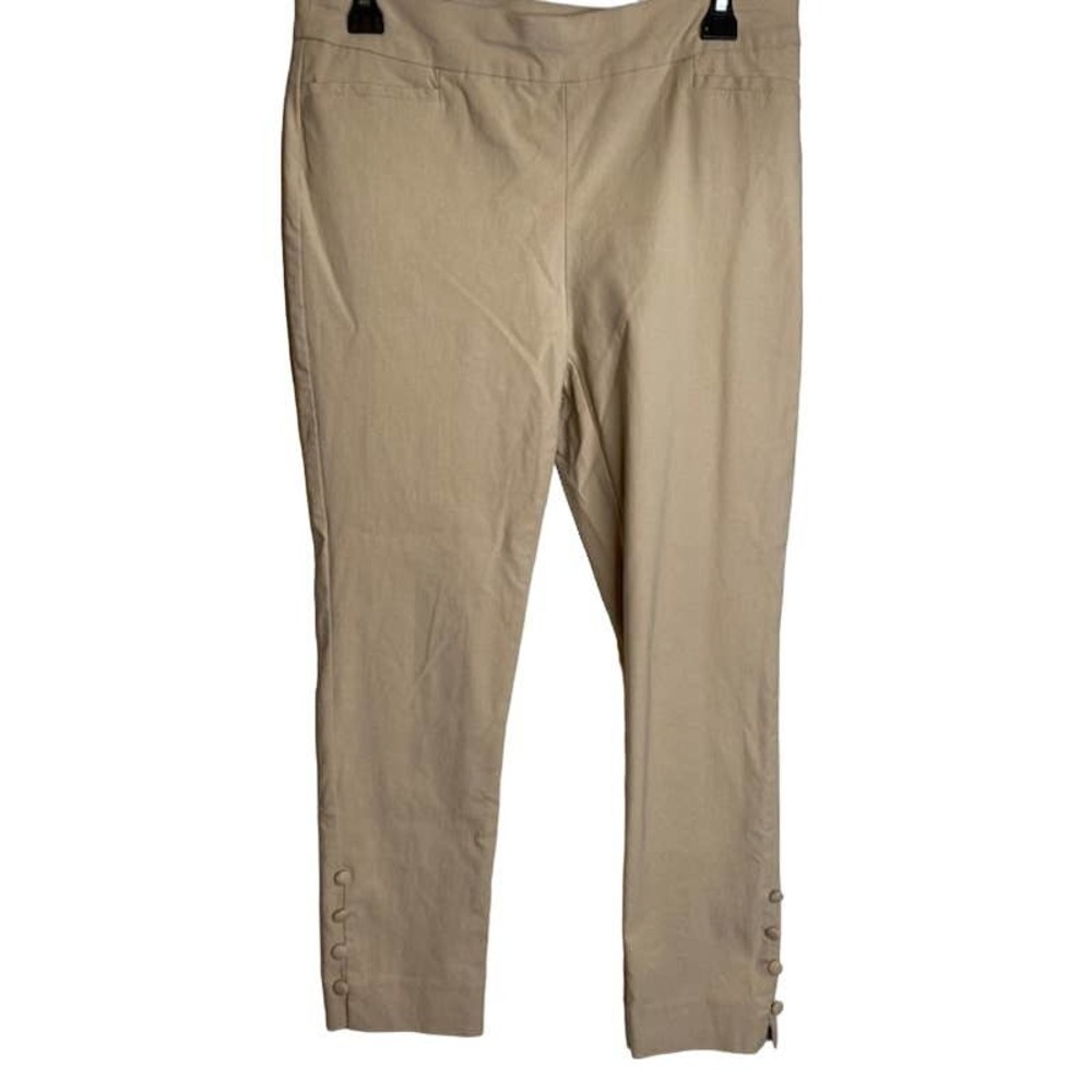 Chico's Beige Pull On Ankle Pants With Button Accents Size 1 R (US‎ 8R)